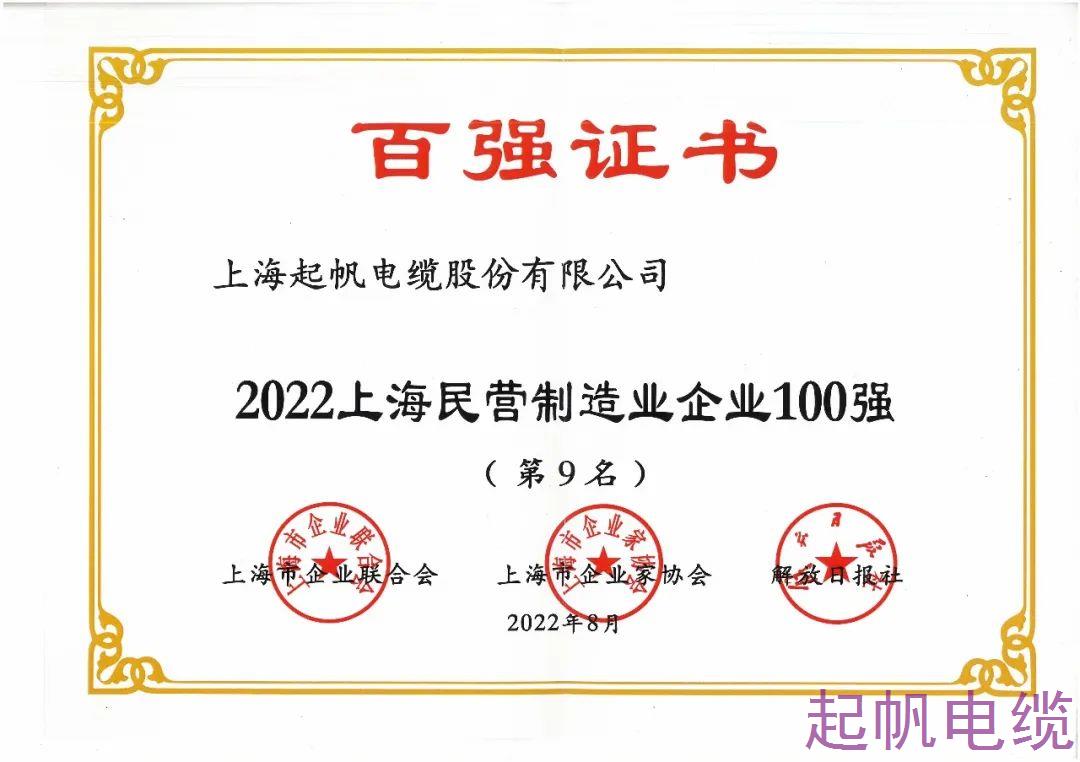 2022年上海民營制造企業100強